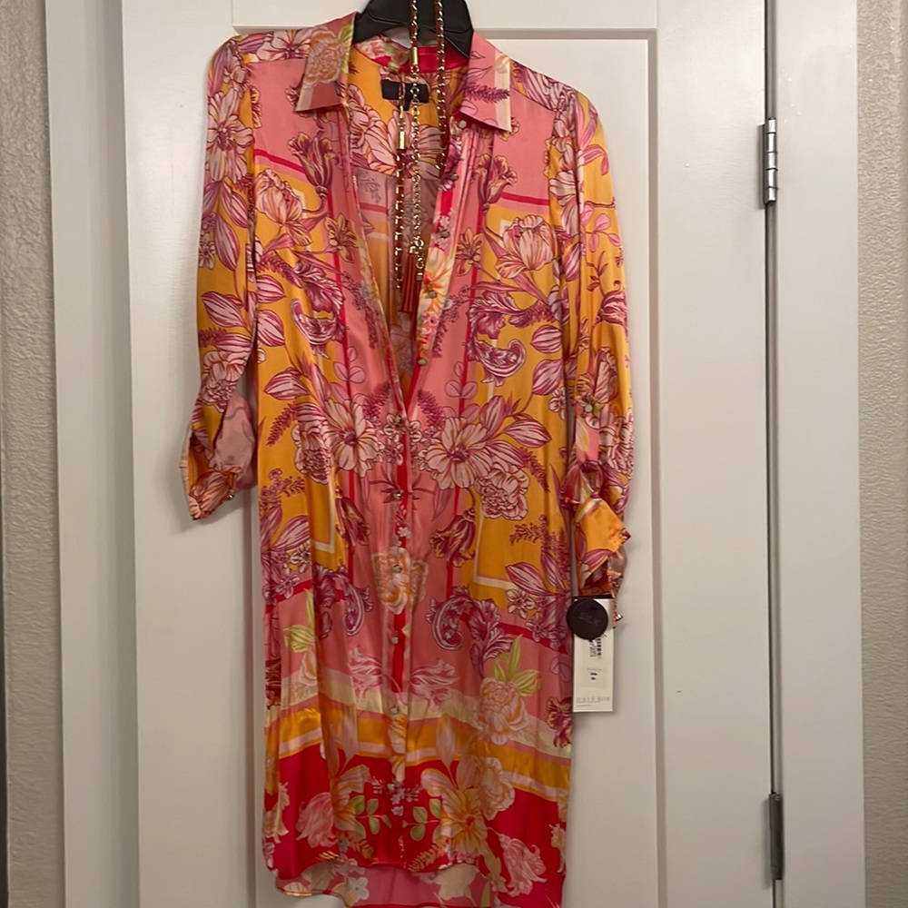 Hale Bob SILK button up dress